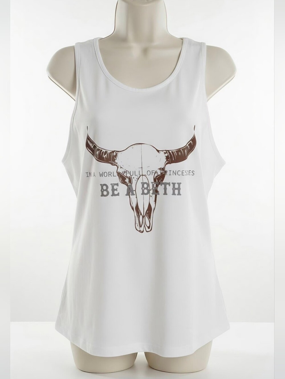 White “Be a Beth” Graphic Tank Top – Size Medium